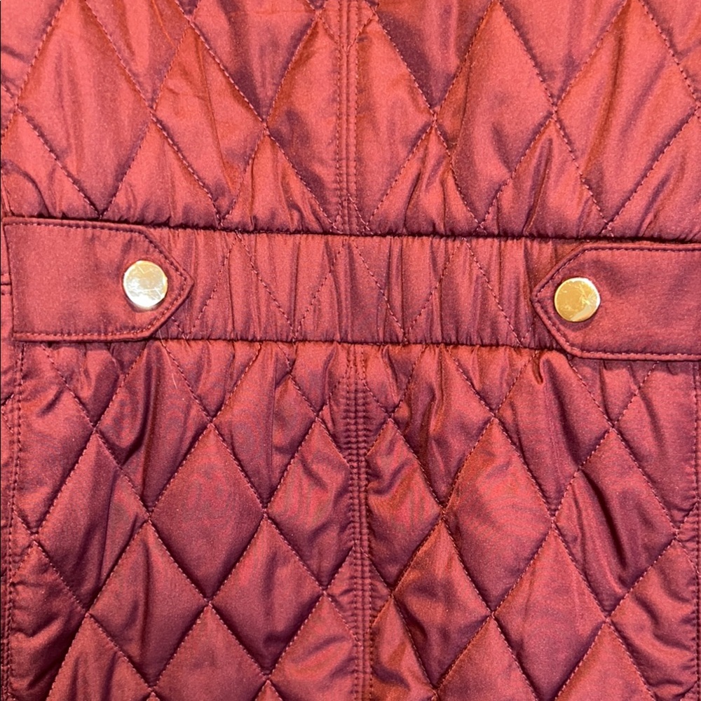 Charter Club Women’s Burgundy Puffer Jacket Quilted Insulated Gold Hardware SZ M - Picture 9 of 16